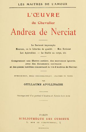 [Gutenberg 63305] • L'oeuvre du chevalier Andrea de Nerciat (1/2)